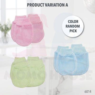 Cotton Baby Mitten And Booties Eyelet Suit / Sarung Tangan Dan Kaki Bayi Lubang (Color Random) (6014 & 6016)