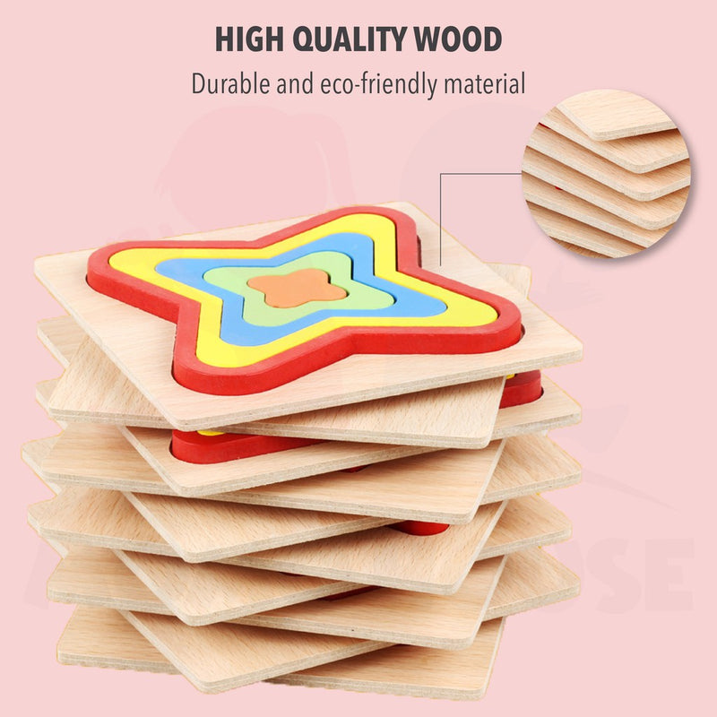 Wooden 3D Puzzle Jigsaw Wood Kids Baby Early Educational Learning Toys Extra Thick Wood Material