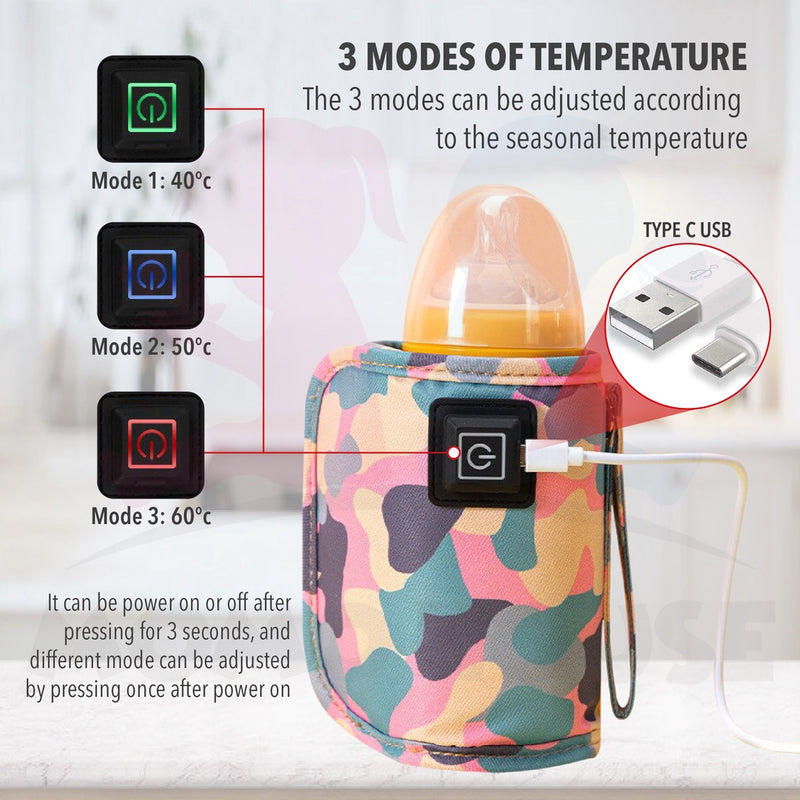 Portable Baby Bottle Warmer Insulation Thermostat Food Milk Heater Bag Heating Cover