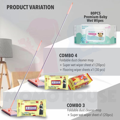 Electrostatic Dust Removal Paper Flat Mop 360 Degrees Rotatable Mop Wet Cleaning Tissue Antibacterial Mop Lantai