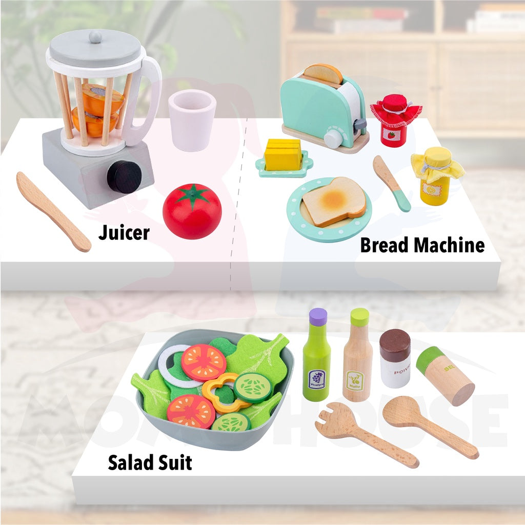 Wooden Kitchen Playset Kids Pretend Play Cooking Kitchen Toy Coffee Maker Cooking Set Toys Mainan Dapur Kanak Kanak