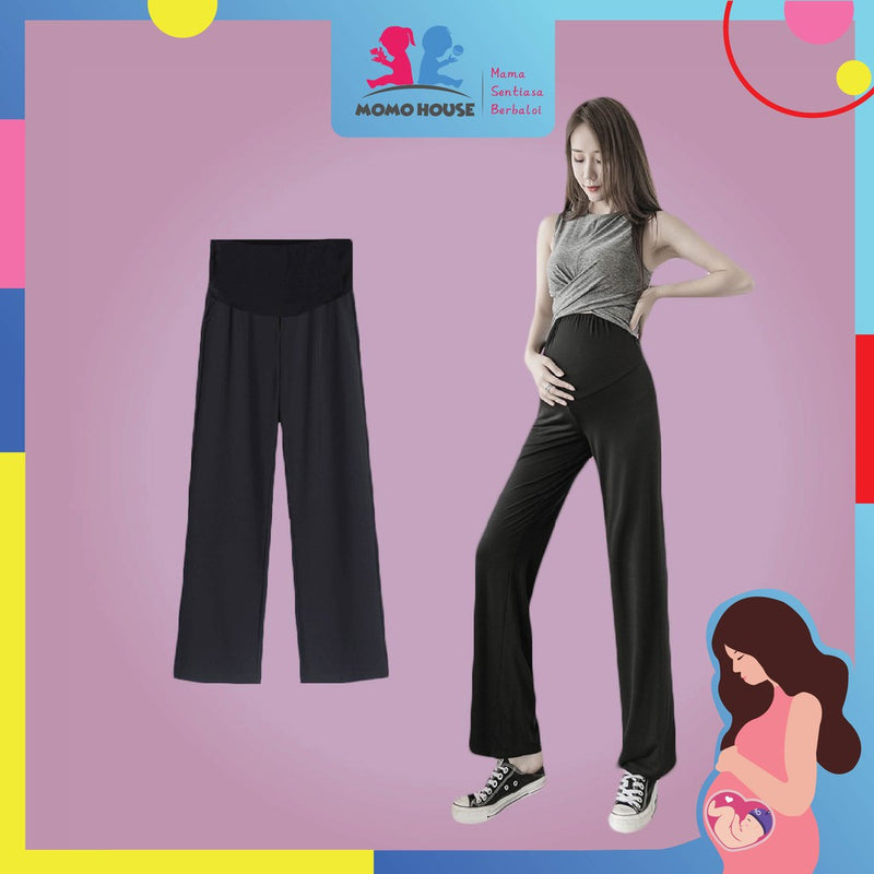 Maternity Pants Supportive Palazzo Pants Adjustable High Waist Pants Seluar Mengandung Muslimah Panjang (MPWL)