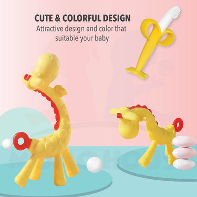 Baby Teether Giraffe & Banana Design BPA Free Food Grade Silicone Chewing Toy Non Toxic Teether