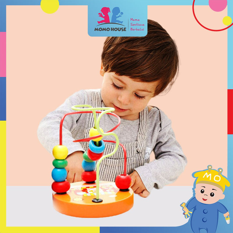 Toddler Early Learning 2 Lines Wooden Bead Maze - Montessori Toys