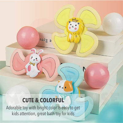 Cartoon Animal Spinning Toy Suction Cup Baby Kids Hand Spinner Bath Toys Mainan Pusingan