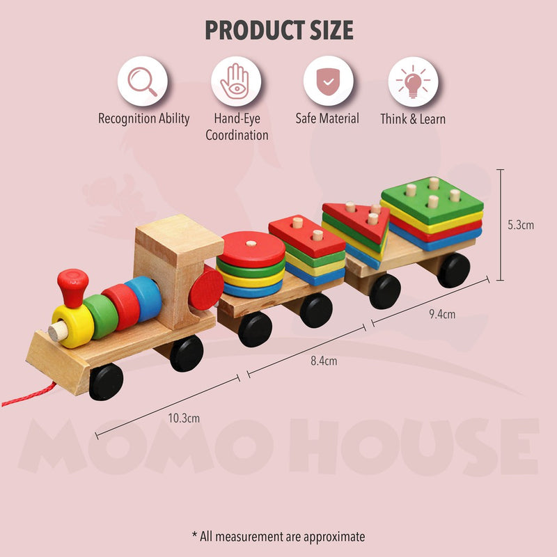 Wooden Walking Train Stacking Geometry Shape Block Kids Toy Matching Childhood Educational Train Set