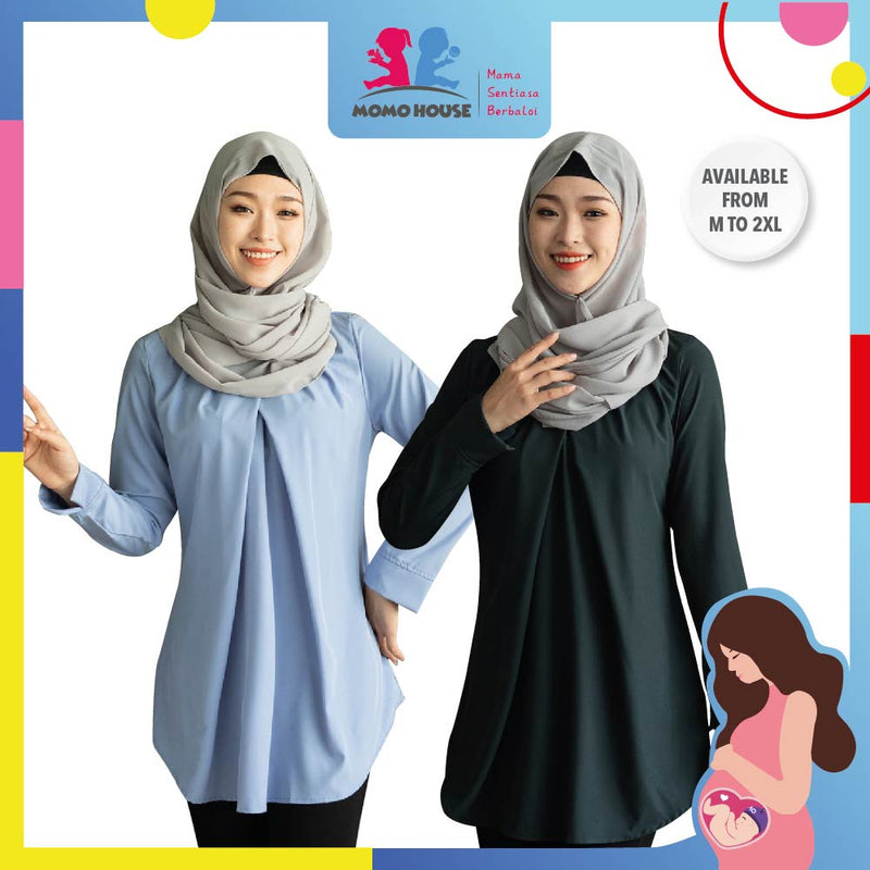 Maternity Muslimah Maternity Blouse Pudding Long Sleeve Baju Mengandung Labuh Muslimah Blouse (MBM002)