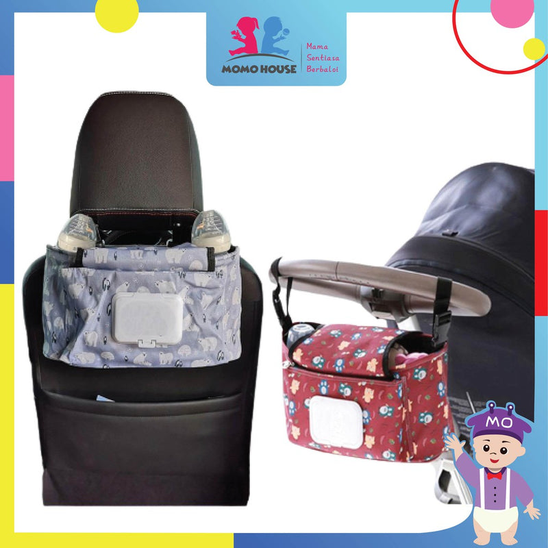 Baby Stroller Storage Bag Car Organizer Bag With Detachable Handbag