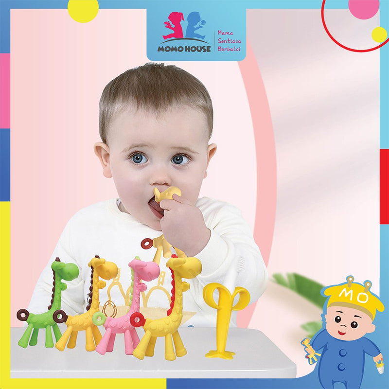 Baby Teether Giraffe & Banana Design BPA Free Food Grade Silicone Chewing Toy Non Toxic Teether