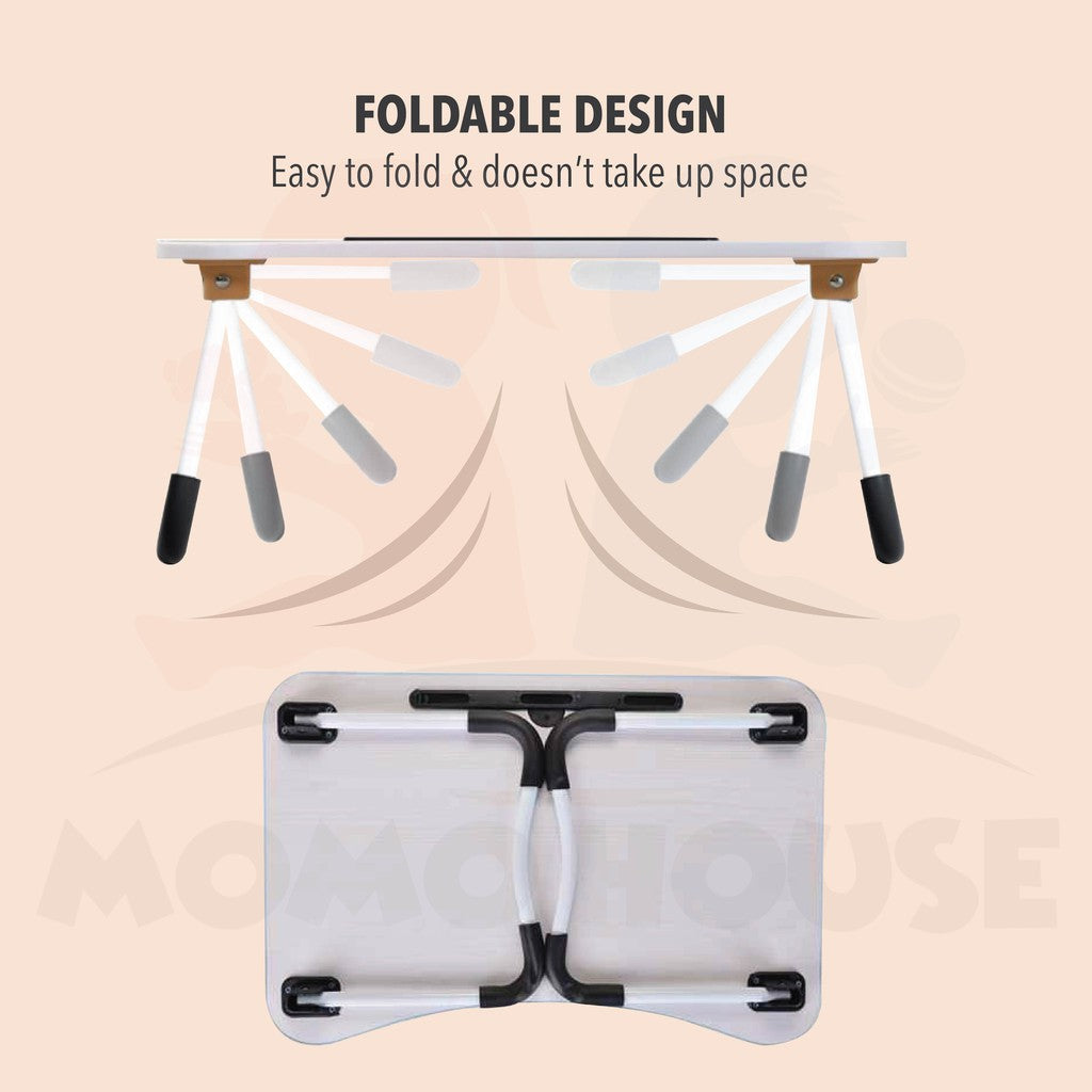 Kid Desk Wooden Foldable Table with Slot Cup Portable Waterproof Table Study Meja Lipat Kanak Meja Study Meja Berlajar