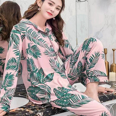 Cute Loose Women Pyjamas 100% Cotton Long Sleeve Nightwear Baju Tidur ( WP001 )