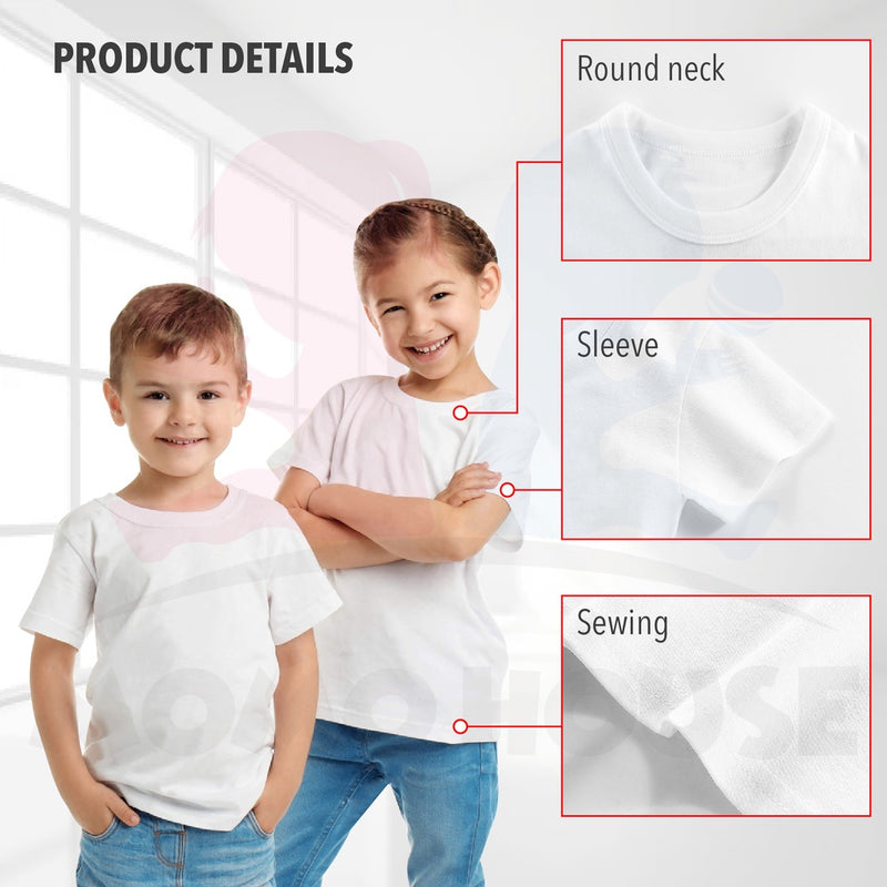 Kids T-shirt Kid s T Shirt Cotton Shirts Plain T Shirt Colour Tops Unisex Short Sleeve Tshirt Kosong Budak (MYB056)