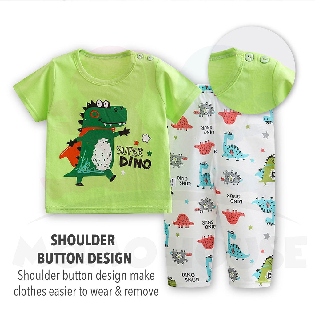 Newborn Pyjamas Baby Sleepsuit Short Sleeve Long Pant Set Kids Baju Set Dengan Seluar Panjang ( MYB044 )
