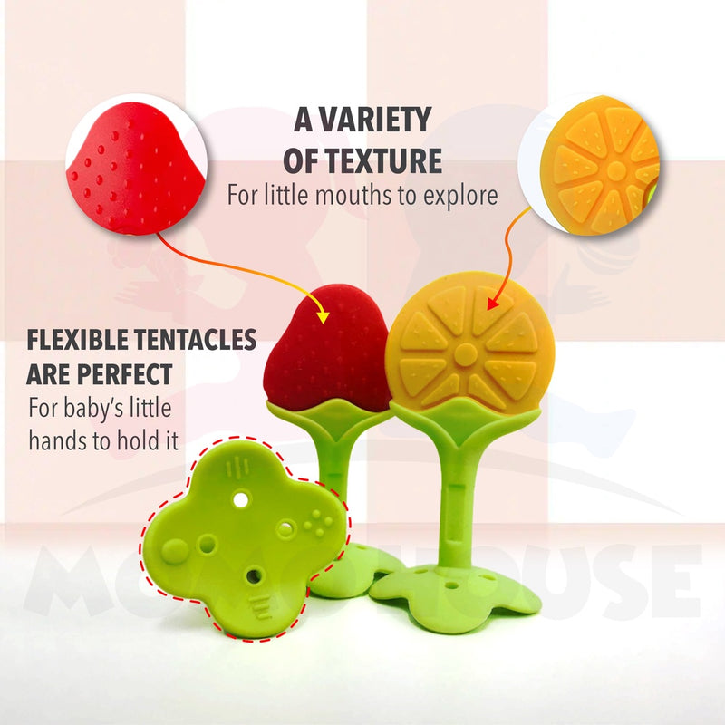 Soft Cute 3D Fruits Baby Teether Stick Batang stick bentuk buah-buahan