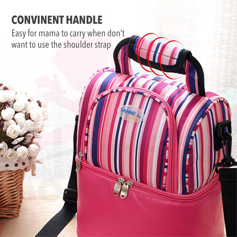 Portable 2 Layer Sling Cooler Bag For Breastmilk Storage Bag Bottle Feeding