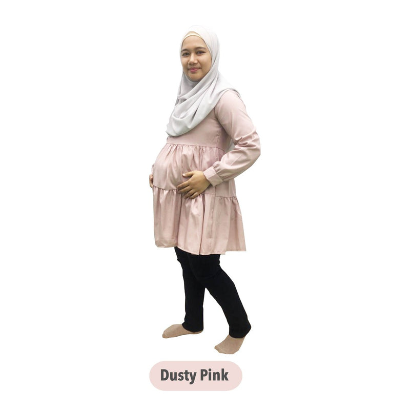 Peplum Ruffle Layer Blouse Muslimah Long Sleeve Maternity Women Wear Baju Mengandung (MB001)