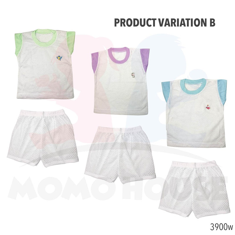 Baby T-shirt Eyelet Suit / Baju Baby Lubang (3-24M) (1pcs = Baju + Seluar) (Random Pick) (3900C & 3900W)