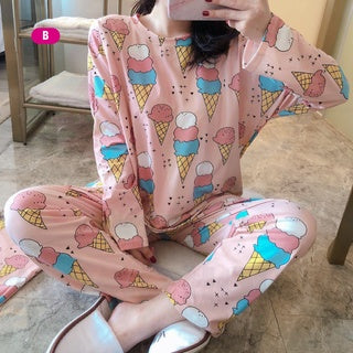 Baju Tidur Wanita Lengan Panjang Baju Tidur Perempuan Pajamas Women Cotton Pyjamas Women Sleepwear Pijamas Women (WP004)