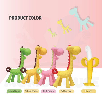 Baby Teether Giraffe & Banana Design BPA Free Food Grade Silicone Chewing Toy Non Toxic Teether