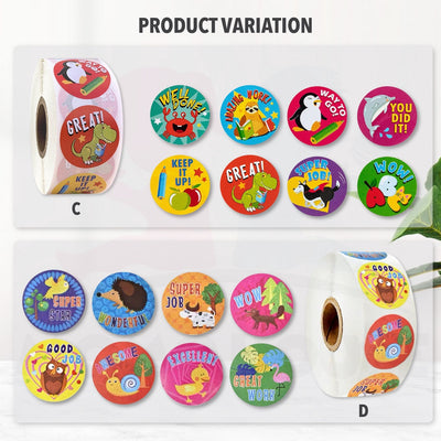 500pcs/roll Round Sticker Labels Roll Reward Stickers Encouragement Sticker For Kids Cute Sticker Murah