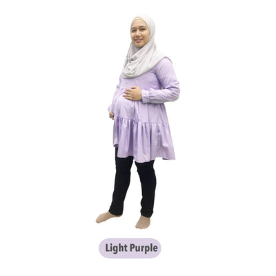 Peplum Ruffle Layer Blouse Muslimah Long Sleeve Maternity Women Wear Baju Mengandung (MB001)