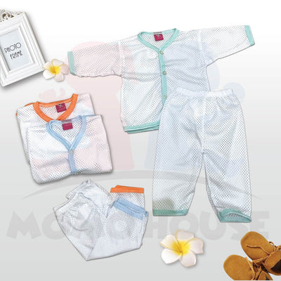 Baju Lubang Baju Baby / Baby Eyelet Suit Cotton Long Pants (1pcs = Baju + Seluar) (Random Pick) (N1008)