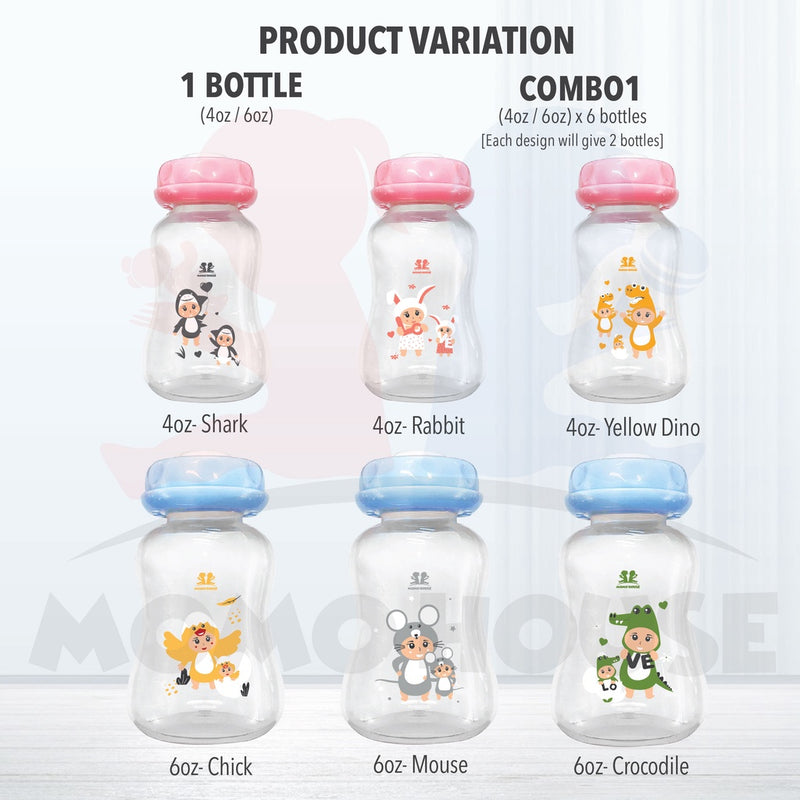 Momo House 4oz/ 6oz Breastmilk Storage Bottle Slim Neck Bottle Breast Milk Breastfeeding Bottle