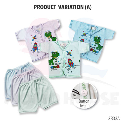 Baju Bayi Baru Lahir Dino Design (1pcs = Baju + Seluar) (Random Pick)(3833A & 3833B)