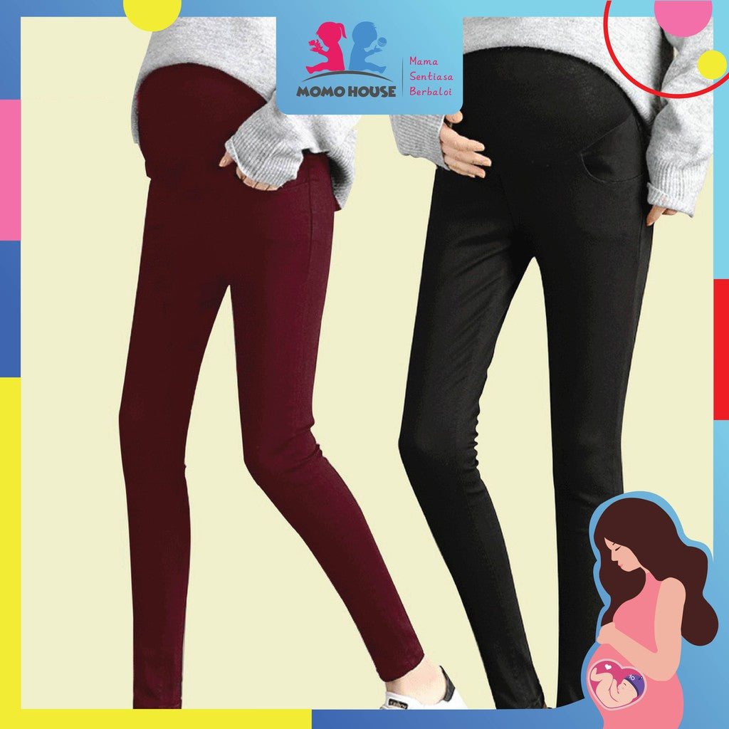 Pregnancy Pant Maternity Skinny Pa With Side Pocket High Waist Pants Comfortable Ankle Pants Seluar Mengandung (MPLP)