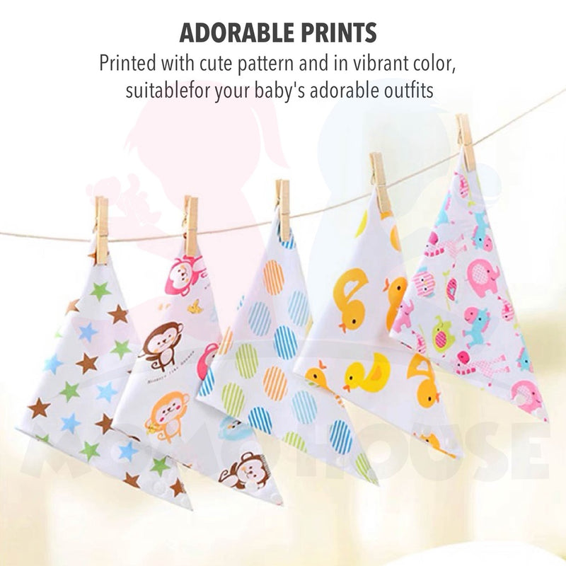 Baby Bibs Toddler Cotton Triangle Bib With Button (20 Design)