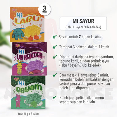 BABY FOOD IZZLY Makanan Bayi 6 Bulan ke atas Berkhasiat High Protein Bubur Porridge Seasoning Perasa Puree Cookies Mee