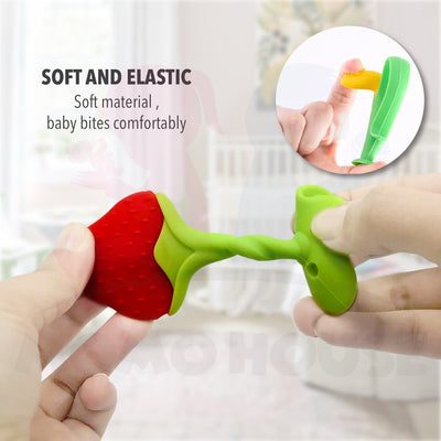 Soft Cute 3D Fruits Baby Teether Stick Batang stick bentuk buah-buahan