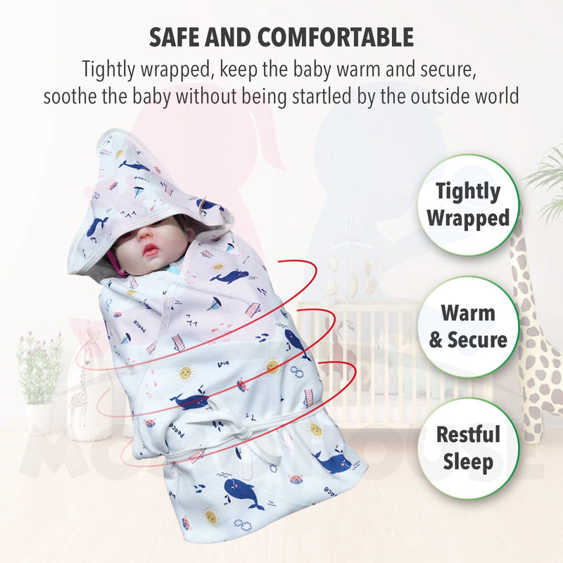 Baby Swaddle Newborn Hooded Wrap Cotton Swaddle Blanket Baby Bedung Bayi Kain Selimut Muslin Swaddle