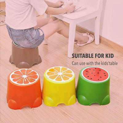 Round Fruit Design Kids Mini Chair Plastic Cartoon Stool Children Plastic Chair Cartoon Children Bangku Kanak-Kanak