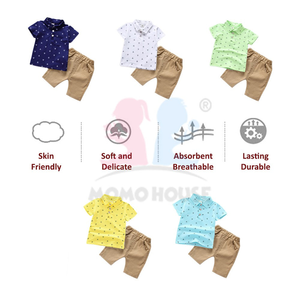 2pcs set Toddler / Kids Baby Boy Outfit â€“ POLO T-shirt + Pants (BM007)