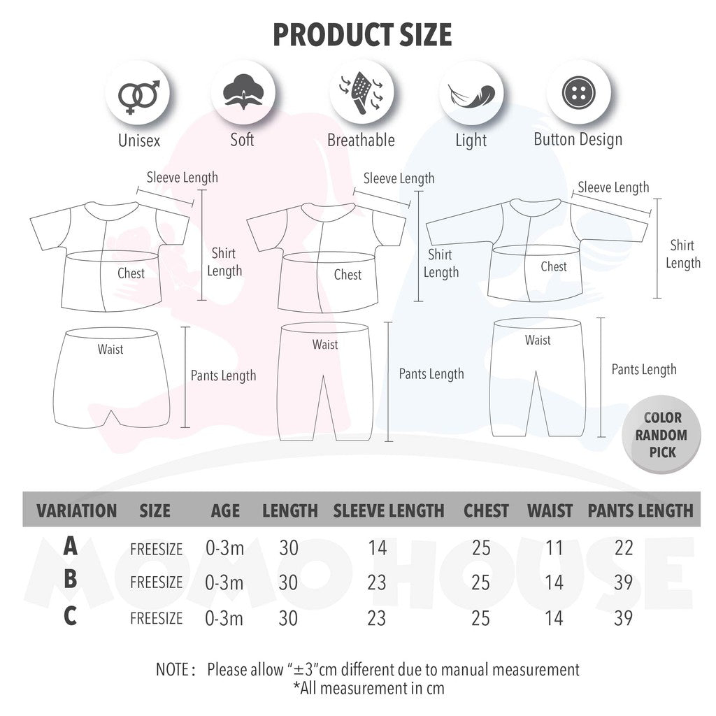 Newborn Baju Baby Infant Suit Car Design Baju Baby (1pcs = Baju + Seluar) (Random Pick)(3852 & 3853 & 3854)
