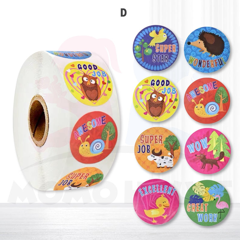 500pcs/roll Round Sticker Labels Roll Reward Stickers Encouragement Sticker For Kids Cute Sticker Murah