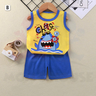 Baby Clothes Baju Budak Singlet Kanak Kanak Kids Baby Boy Singlet Set Singlet Kid Sleeveless Shirt Singlet Pant Children
