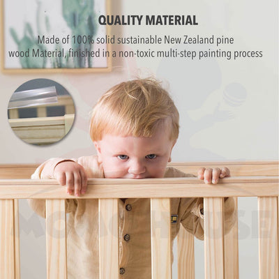 Multi Functional Double Layer Wooden Baby Cot with Mosquito Stand & Net Katil Bayi Dgn Kelambu