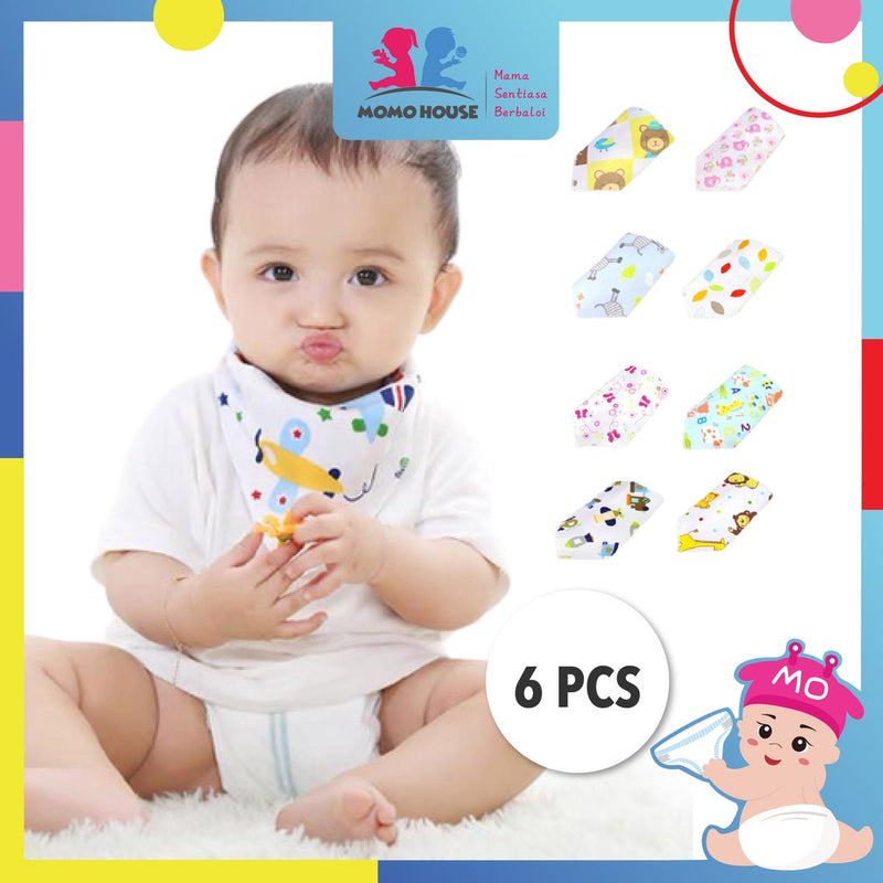 [CLEARANCE STOCK] 6 Pcs- Big Size Baby Toddler Cotton Triangle Bib