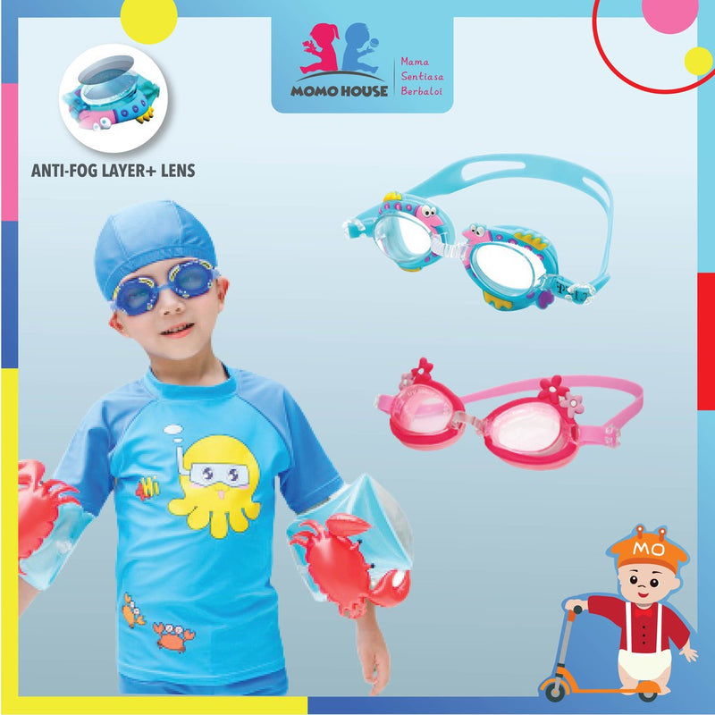 Kids Anti-Fog Waterproof Swimming Googles Swim Glasses Cermin Mata Renang Kalis Air