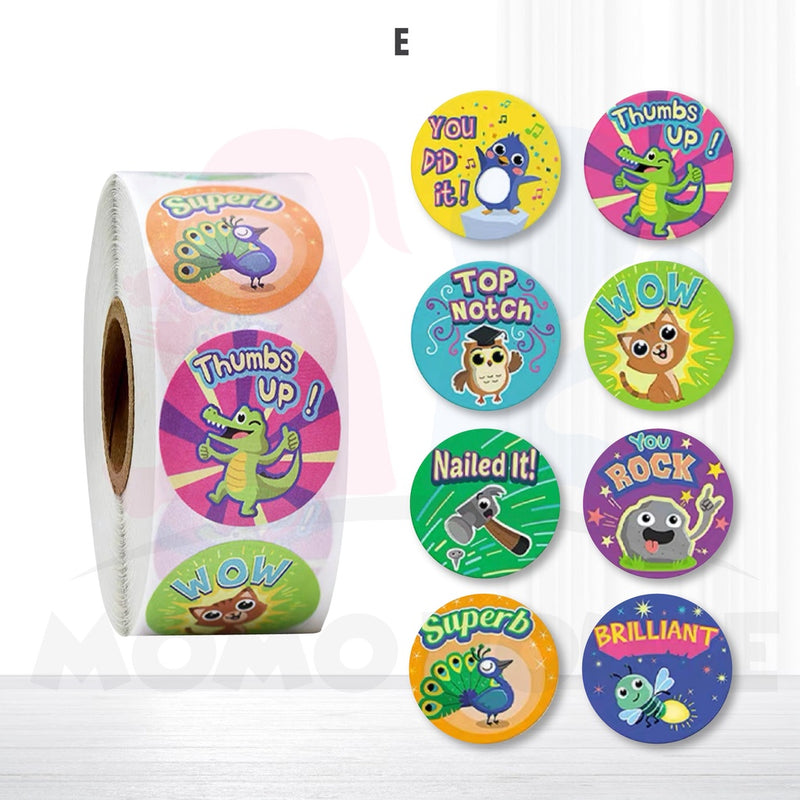 500pcs/roll Round Sticker Labels Roll Reward Stickers Encouragement Sticker For Kids Cute Sticker Murah