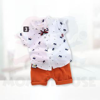 Newborn Baby Boy Clothing Shirt Short Sleeve Set (BM025)