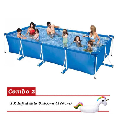 (L)400x(W)211x(H)81cm Rectangular Frame Pool Large Capacity Swimming Pool Bingkai Keluli