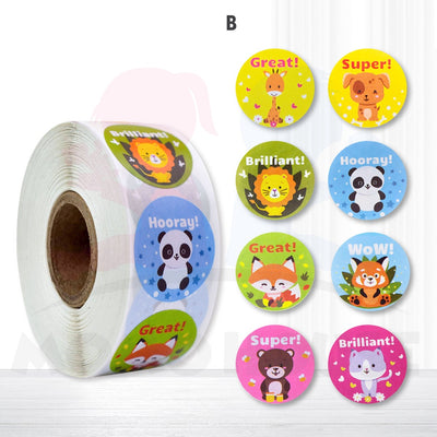 500pcs/roll Round Sticker Labels Roll Reward Stickers Encouragement Sticker For Kids Cute Sticker Murah