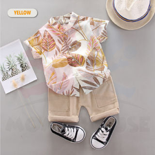 Summer Boys Set Kids Wear Hawaiian Shirt Kids Baju Hawaii Budak Lelaki Baju Budak Set Kids Suit Baby Boy Short Sleeve