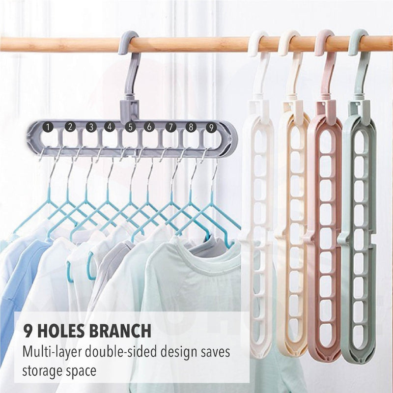 Multifunctional Clothes Hanger Folding Magic Wardrobe Drying Clothes Home Storage Holder 9 Hole Rotating