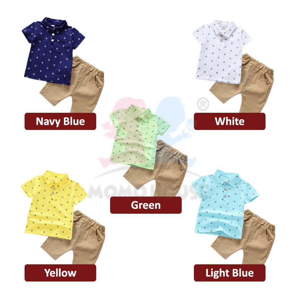 2pcs set Toddler / Kids Baby Boy Outfit â€“ POLO T-shirt + Pants (BM007)