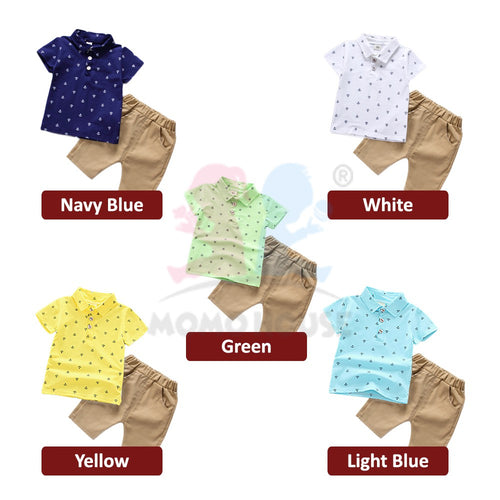 2pcs set Toddler / Kids Baby Boy Outfit â€“ POLO T-shirt + Pants (BM007)