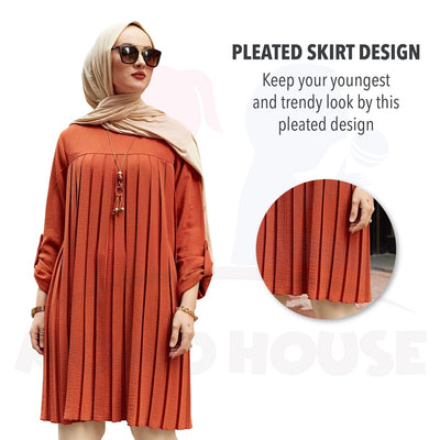 Maternity Baju Muslimah Pleated Blouse Long Sleeve Baju Mengandung Menyusu Lengan Panjang Pregnant Dress (MBM007)